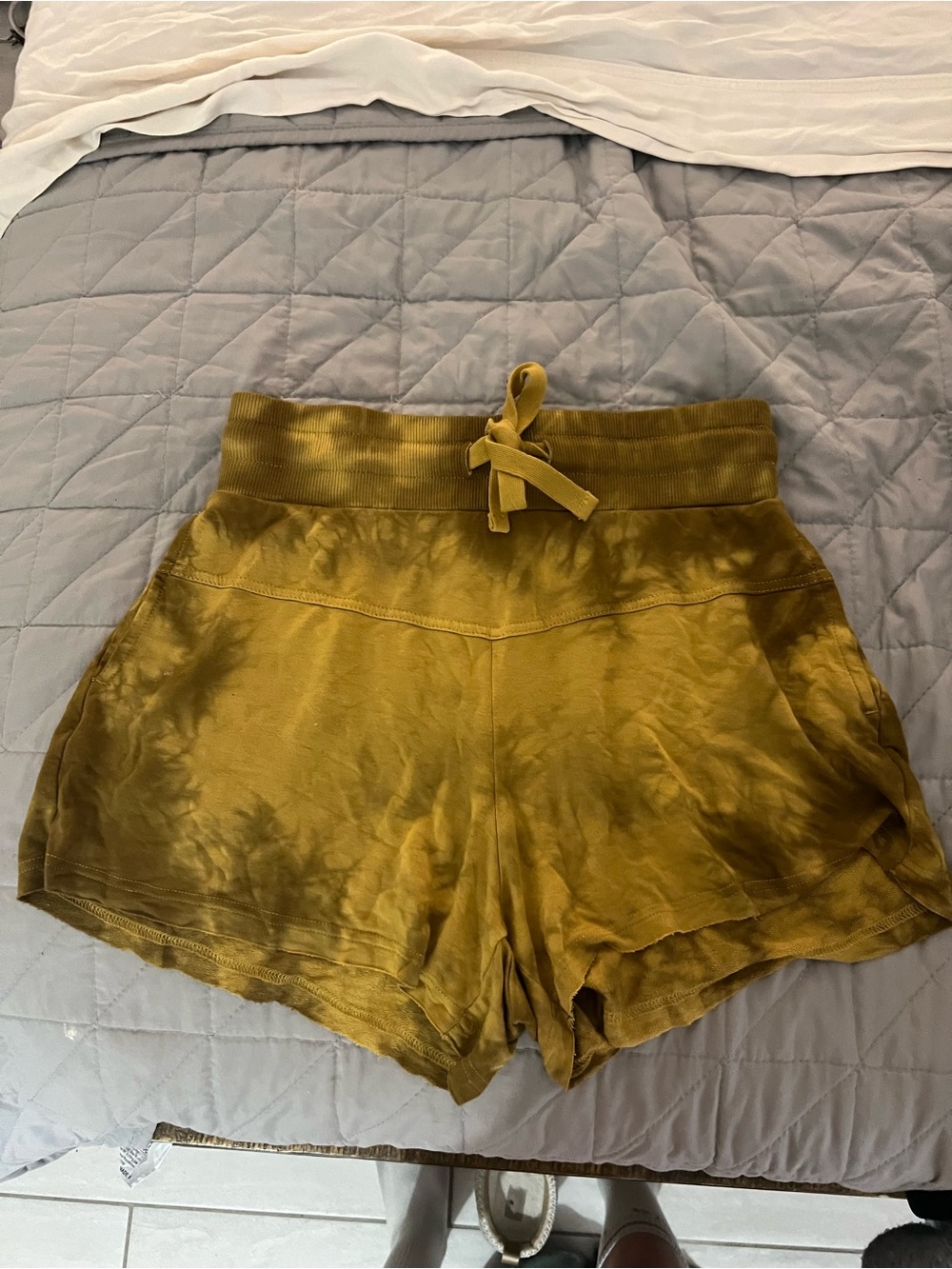 JoyLab Olive Mustard High-Waist Tie-Front Shorts